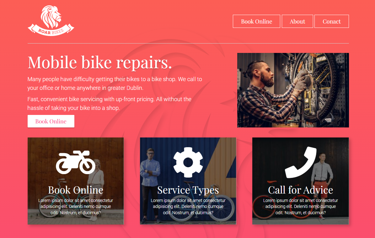 Roar Cycle Website Screenshot
